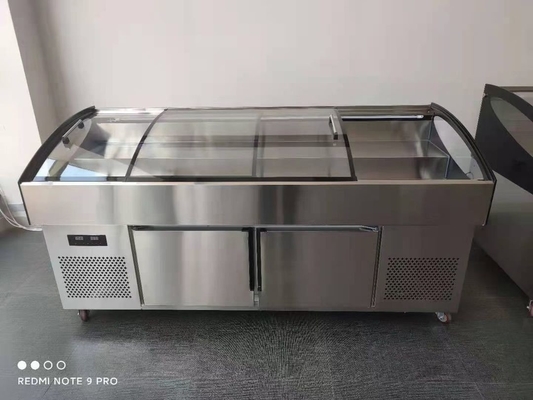 Seafood Barbecue Fruit Fishing Preservation Display Cases Glass Ladder Ice Table