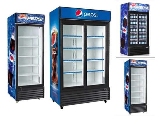 Commercial Double Glazed Glass Door Freezer Direct Cooling For Family Supermarket