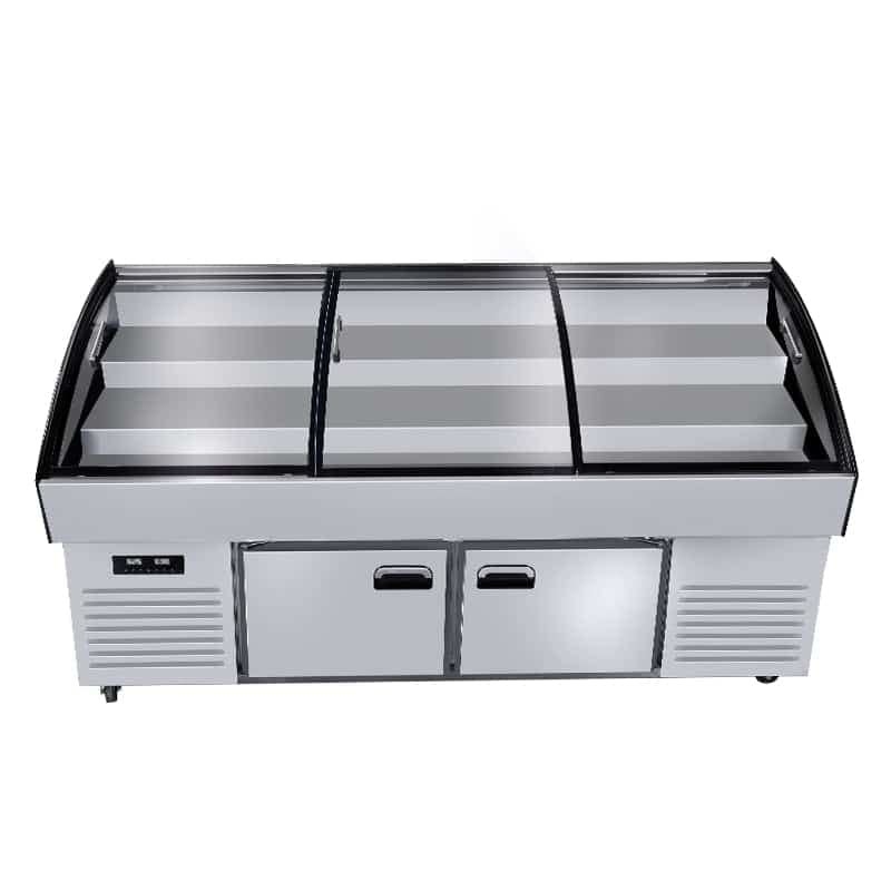 Seafood Barbecue Fruit Fishing Preservation Display Cases Glass Ladder Ice Table